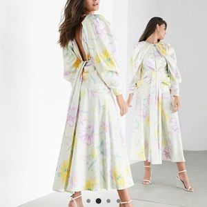 ASOS EDITION satin drape maxi dress in lemon bloom print